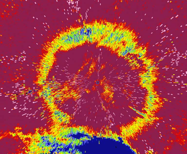 The melting layer as observed by correlation coefficient, a dual polarization product. Source: wikimedia